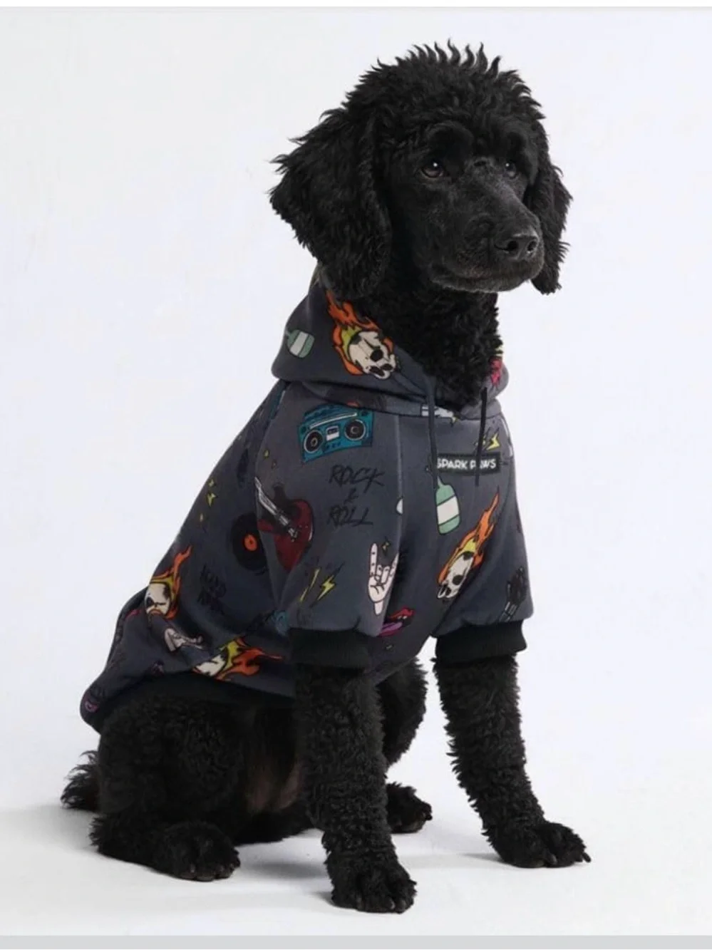 Rock & Roll Charcoal Hoodie for Dogs